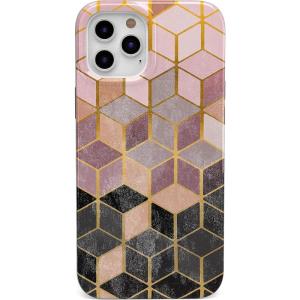Casely iPhone 11 Pro Max Case | Here Comes The Sun | Colorblock Sunset | Classic Ultra Slim Design(Geo Rose Gold Marble)