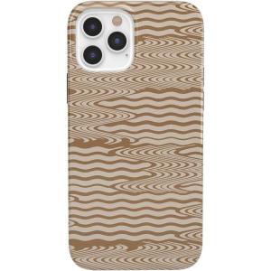 Casely iPhone 11 Pro Max Case | Here Comes The Sun | Colorblock Sunset | Classic Ultra Slim Design(Mocha Ripple | Brown Waves)