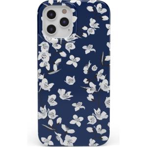 Casely iPhone 11 Pro Max Case | Here Comes The Sun | Colorblock Sunset | Classic Ultra Slim Design(Navy Cherry Blossom Floral)