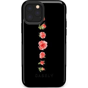 Casely iPhone 11 Pro Max Case | Totally Rad | Daisy Print Floral | Bold Protective Design(Blooming Red Rose Floral)