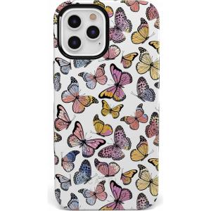 Casely iPhone 11 Pro Max Case | Totally Rad | Daisy Print Floral | Bold Protective Design(Free Spirit | Rainbow Butterfly)