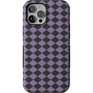 Casely iPhone 12 Pro Max Case | Harlequin Midnight Diamond | Black and Purple | Bold Protective Design | MagSafe Compatible Design