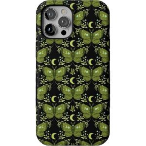 Casely iPhone 12 Pro Max Case | Mystic Moths | Green Twilight | Bold Protective Design | MagSafe Compatible Design