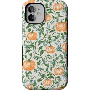 Casely iPhone 12/12 Pro Case | Pumpkin Patch | Green Vines | Bold Protective Design | MagSafe Compatible Design