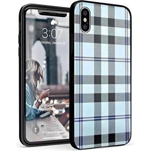 Casely iPhone Xs Max Case | Floral Forest | Navy Cherry Blossom Floral | Classic Ultra Slim Design(As if! | Light Blue Plaid)
