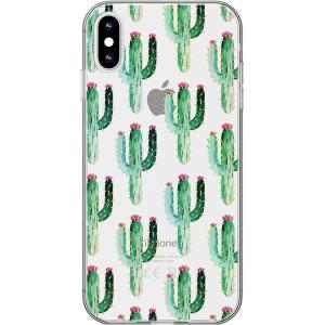 Casely iPhone Xs Max Case | Floral Forest | Navy Cherry Blossom Floral | Classic Ultra Slim Design(Cactus Patterned Clear Floral)