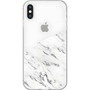 Casely iPhone Xs Max Case | Floral Forest | Navy Cherry Blossom Floral | Classic Ultra Slim Design(Half White Clear Marble)