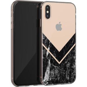 Casely iPhone Xs Max Case | Floral Forest | Navy Cherry Blossom Floral | Classic Ultra Slim Design(Sleek Black Marble V Clear)