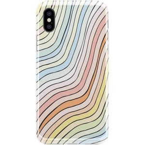 Casely iPhone Xs Max Case | Rad Dad | 80’s Colorblock | Classic Ultra Slim Design(Ride The Wave | Pastel Rainbow Lined)