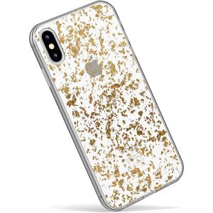 Casely iPhone Xs Max Case | Rad Dad | 80’s Colorblock | Classic Ultra Slim Design(Rose and Gold Flaked Clear)