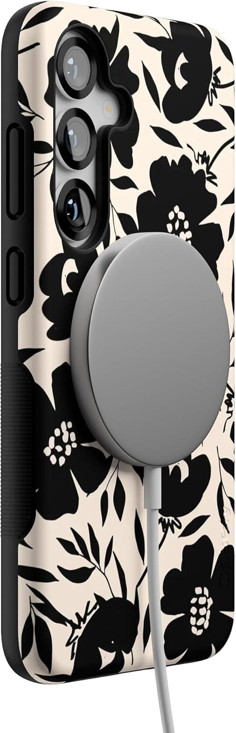 imageCasely Galaxy S25 Plus Case Lucky You Shamrock Bold Protective Design Compatible with MagSafeDark Fantasy Contrast Floral