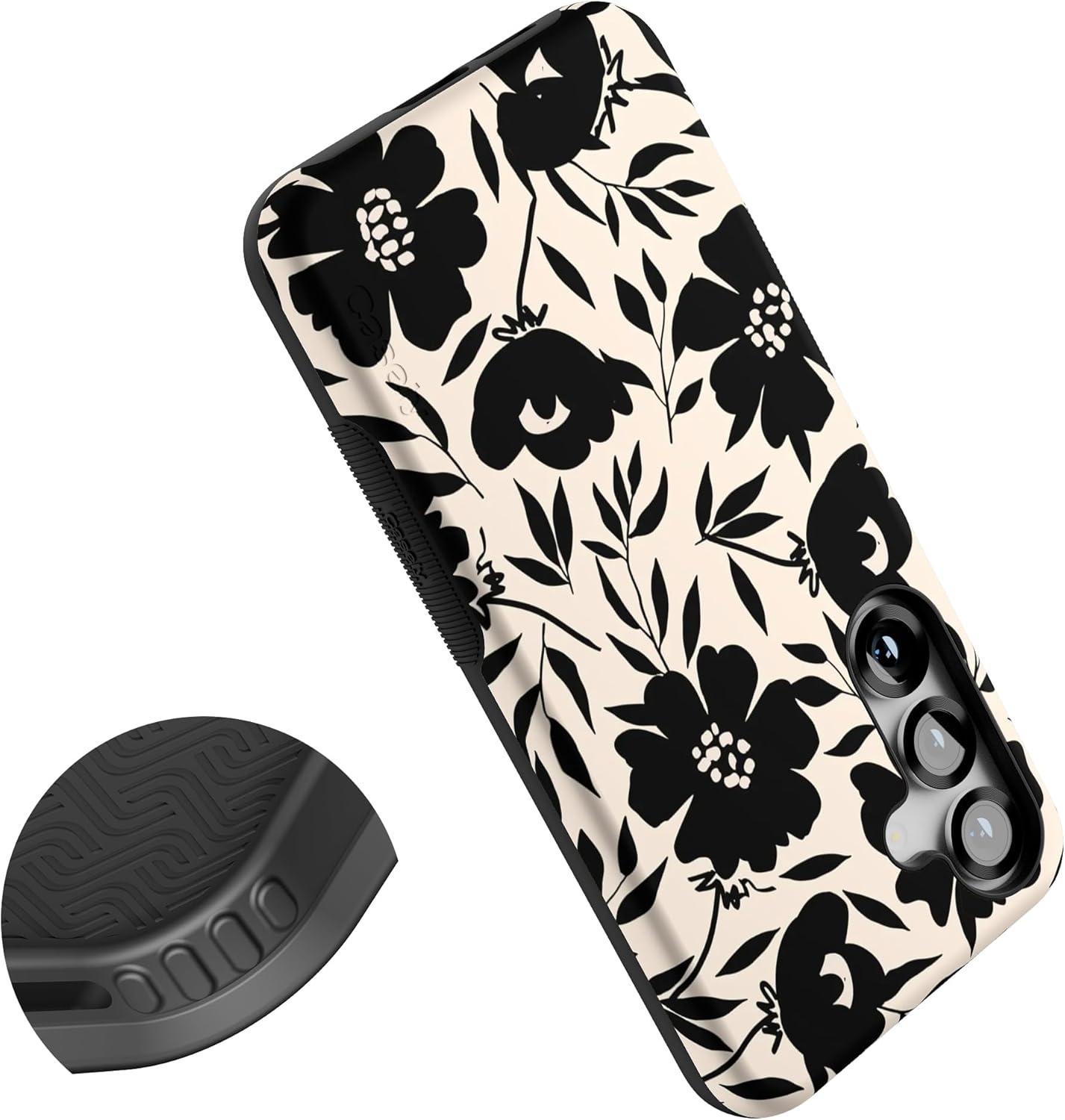 imageCasely Galaxy S25 Plus Case Lucky You Shamrock Bold Protective Design Compatible with MagSafeDark Fantasy Contrast Floral