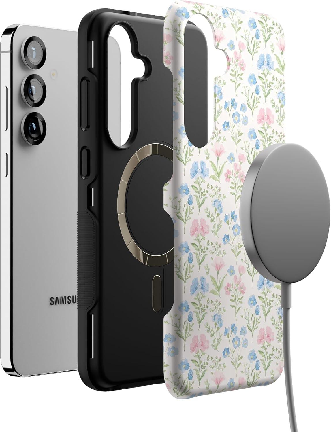 imageCasely Galaxy S25 Plus Case Lucky You Shamrock Bold Protective Design Compatible with MagSafePastel Garden Sunday Best