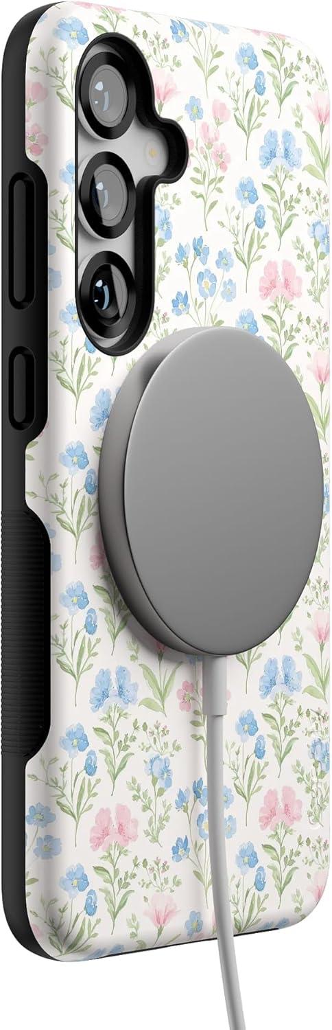 imageCasely Galaxy S25 Plus Case Lucky You Shamrock Bold Protective Design Compatible with MagSafePastel Garden Sunday Best