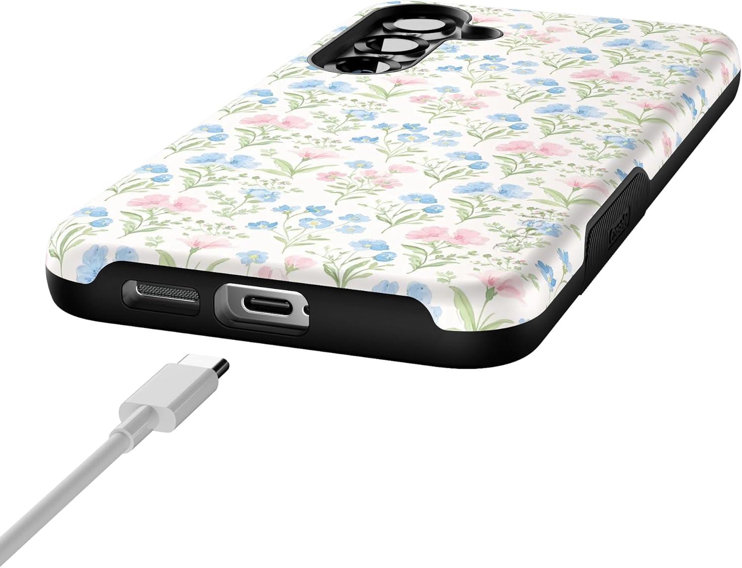 imageCasely Galaxy S25 Plus Case Lucky You Shamrock Bold Protective Design Compatible with MagSafePastel Garden Sunday Best