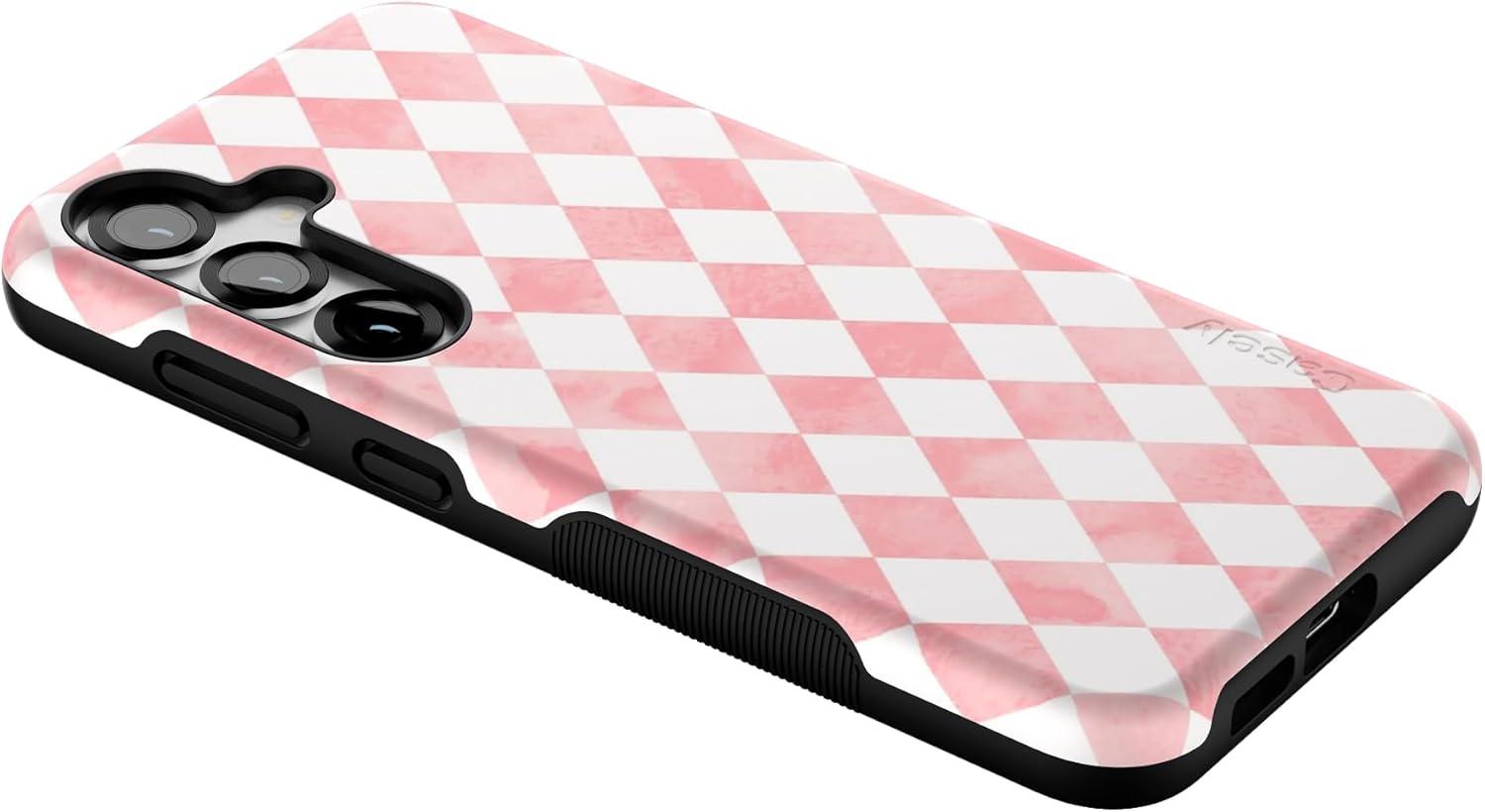 imageCasely Galaxy S25 Plus Case Lucky You Shamrock Bold Protective Design Compatible with MagSafeQueen of Diamonds Pink Watercolor