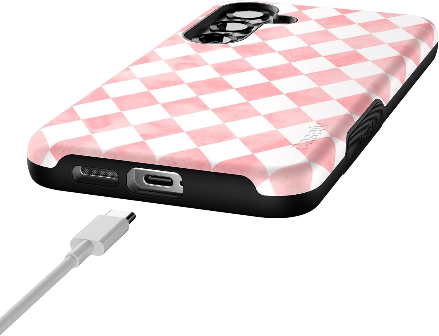 imageCasely Galaxy S25 Plus Case Lucky You Shamrock Bold Protective Design Compatible with MagSafeQueen of Diamonds Pink Watercolor