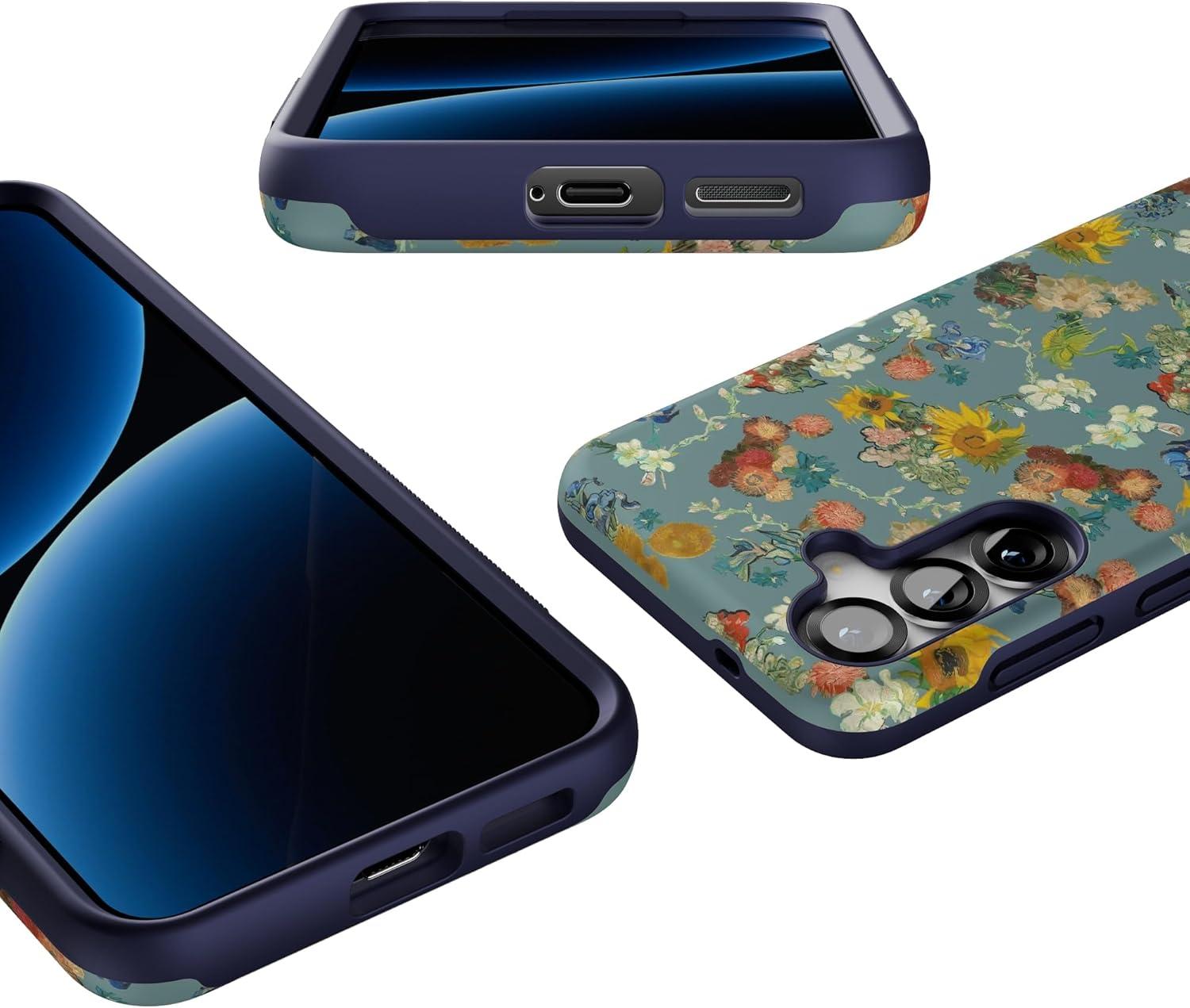 imageCasely Galaxy S25 Plus Case Lucky You Shamrock Bold Protective Design Compatible with MagSafeVan Gogh Vincents Flowers