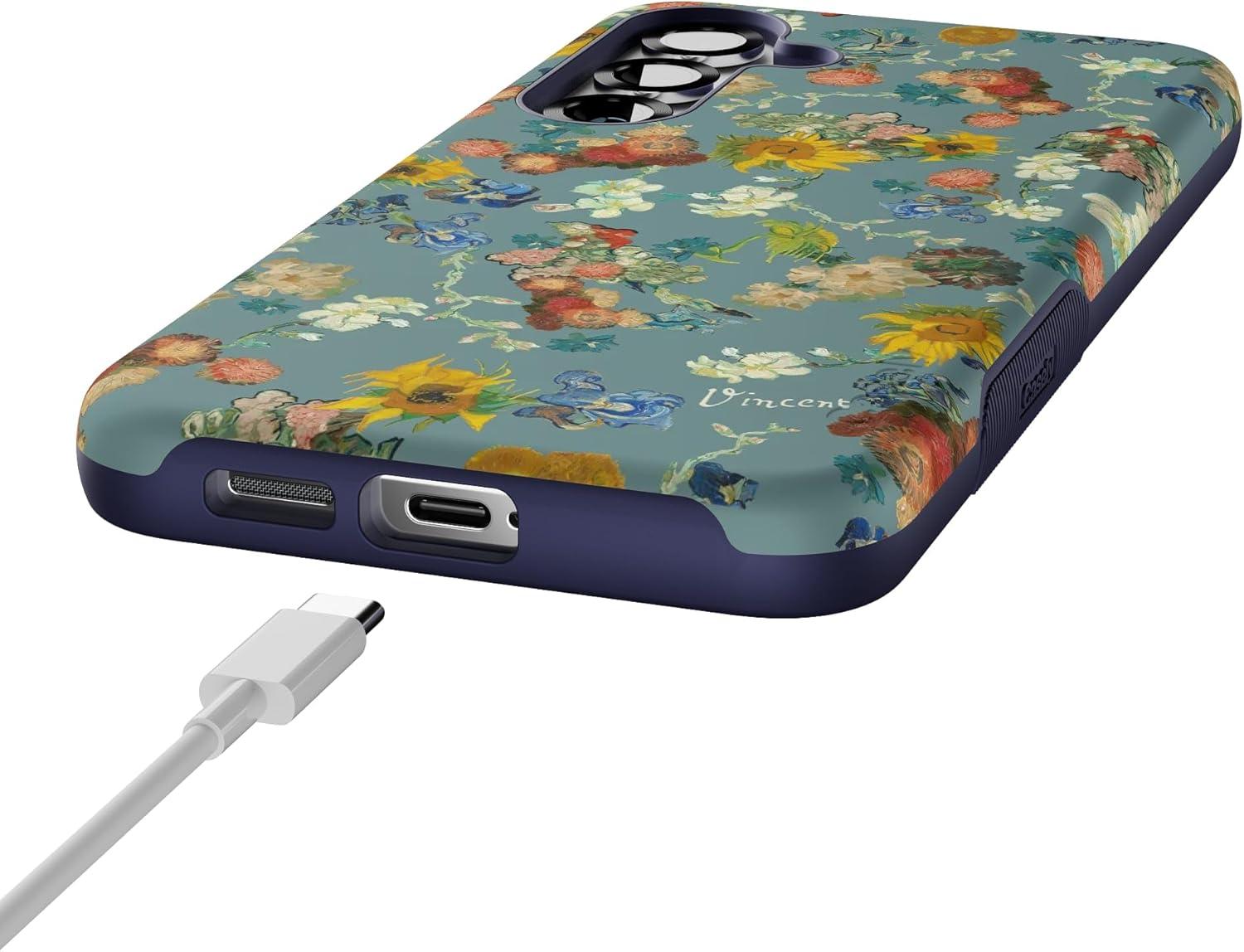 imageCasely Galaxy S25 Plus Case Lucky You Shamrock Bold Protective Design Compatible with MagSafeVan Gogh Vincents Flowers