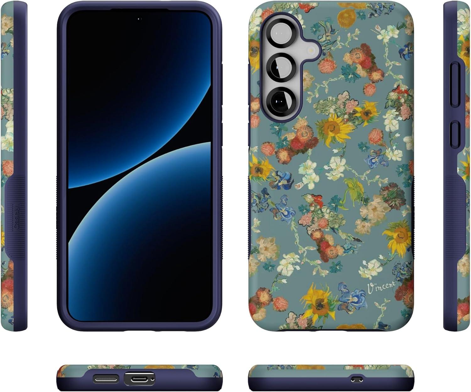 imageCasely Galaxy S25 Plus Case Lucky You Shamrock Bold Protective Design Compatible with MagSafeVan Gogh Vincents Flowers
