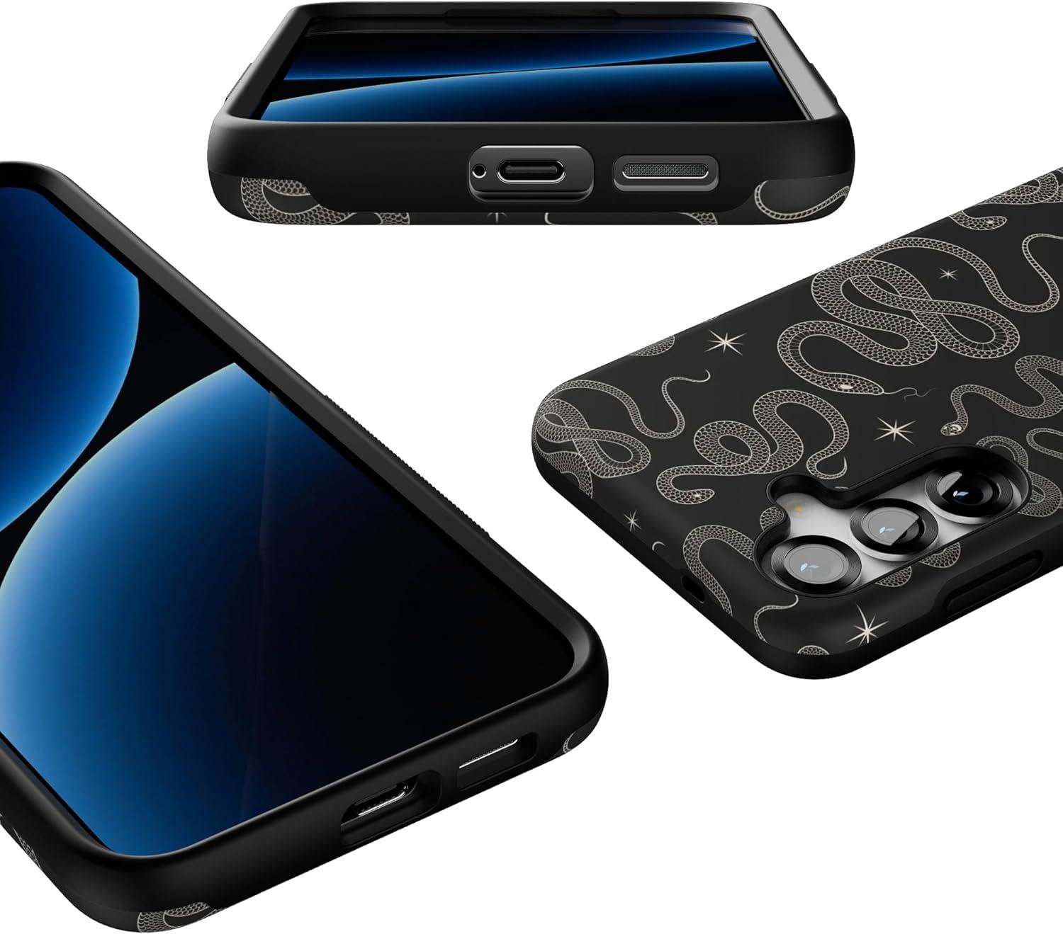 imageCasely Galaxy S25 Plus Case Lucky You Shamrock Bold Protective Design Compatible with MagSafeWere Ready For It Black Serpent