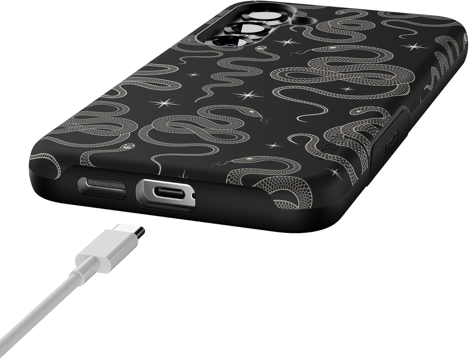 imageCasely Galaxy S25 Plus Case Lucky You Shamrock Bold Protective Design Compatible with MagSafeWere Ready For It Black Serpent