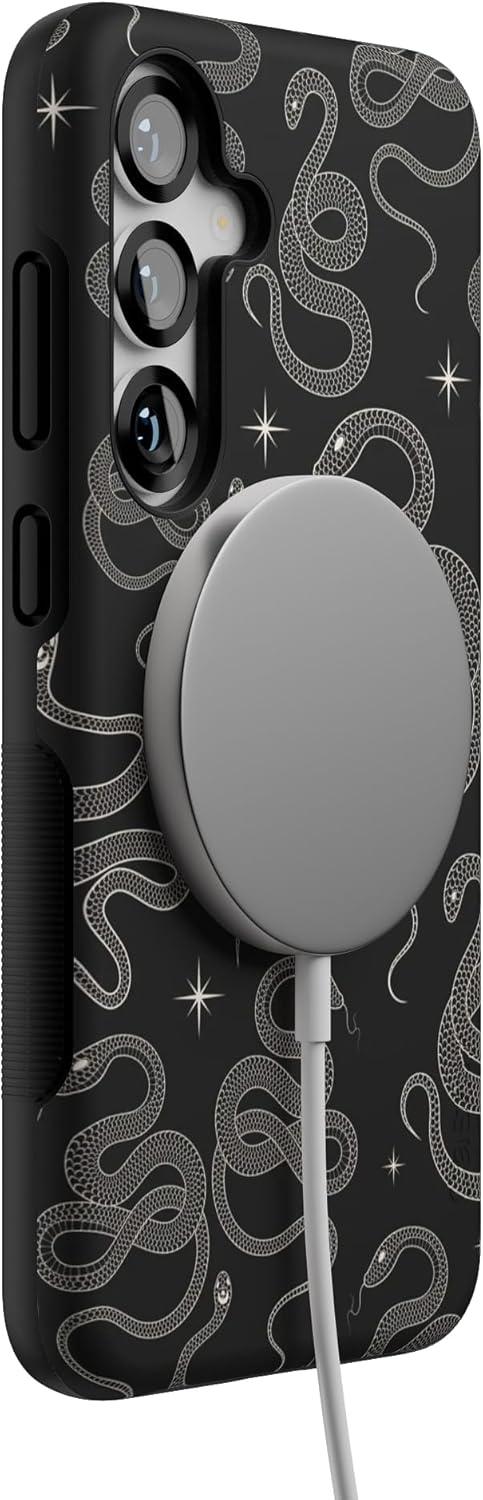 imageCasely Galaxy S25 Plus Case Lucky You Shamrock Bold Protective Design Compatible with MagSafeWere Ready For It Black Serpent