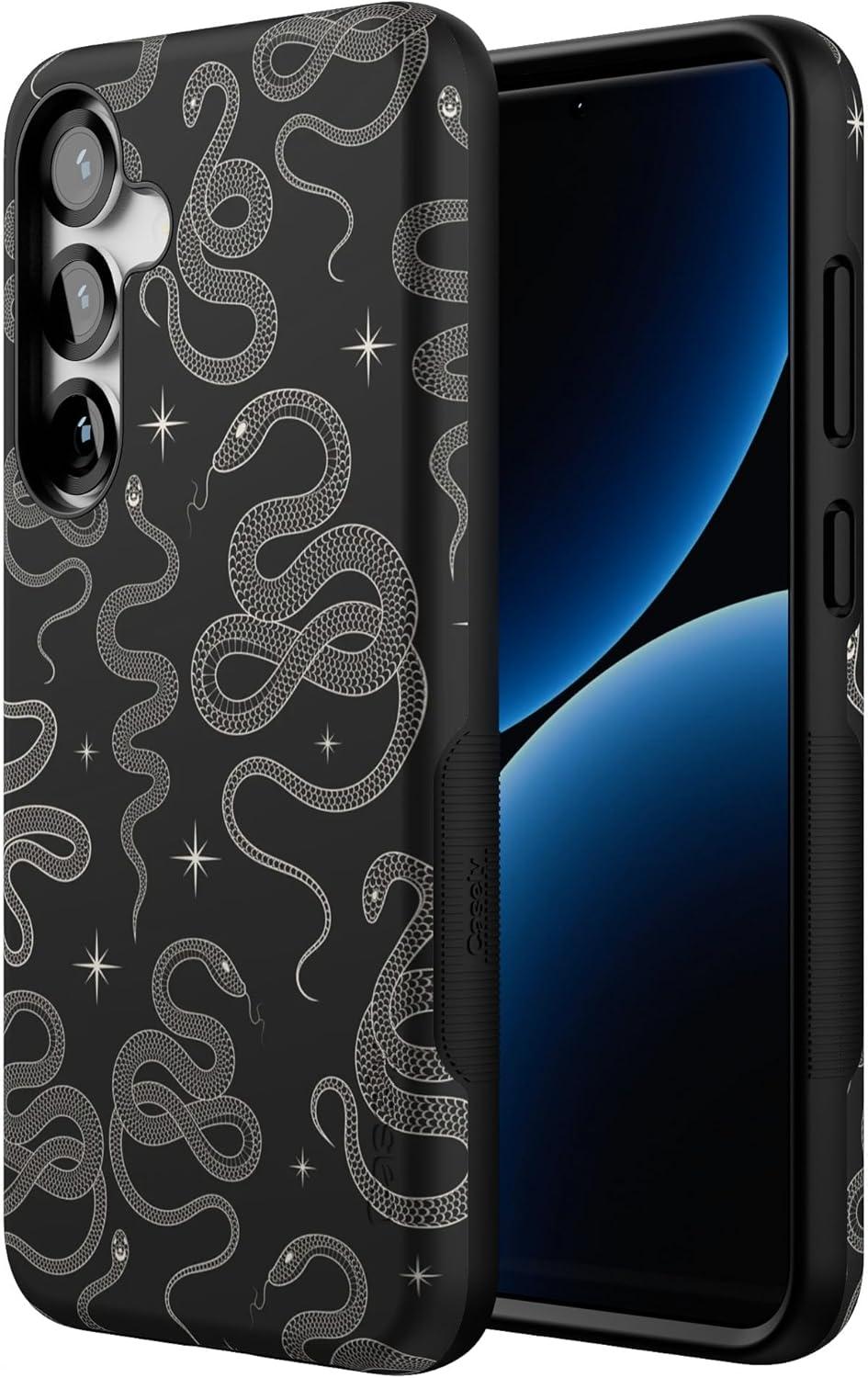 imageCasely Galaxy S25 Plus Case Lucky You Shamrock Bold Protective Design Compatible with MagSafeWere Ready For It Black Serpent