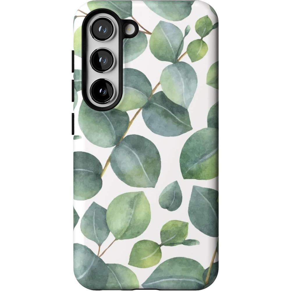 imageCasely Galaxy S23 Plus Case  Cherry on Top  Red Cherries  Essential Slim DualLayer Protective DesignLeaf Me Alone  Green Floral Print