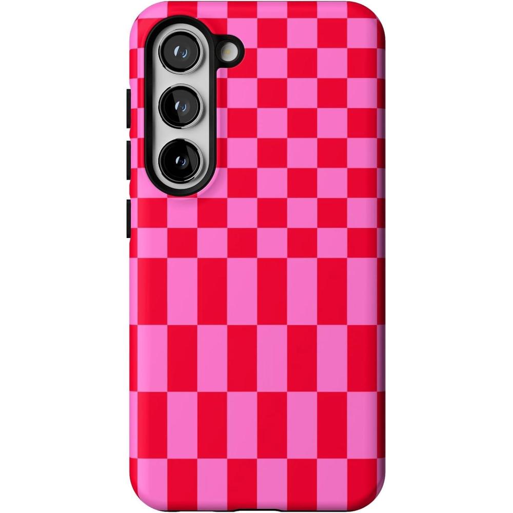 imageCasely Galaxy S23 Plus Case  Cherry on Top  Red Cherries  Essential Slim DualLayer Protective DesignVibe Check  Pink Checkerboard