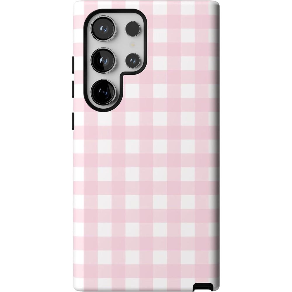 imageCasely Galaxy S24 Ultra Case  Thats Amore  Valentines  Essential Slim DualLayer Protective DesignPink Plaid  Sunday Best