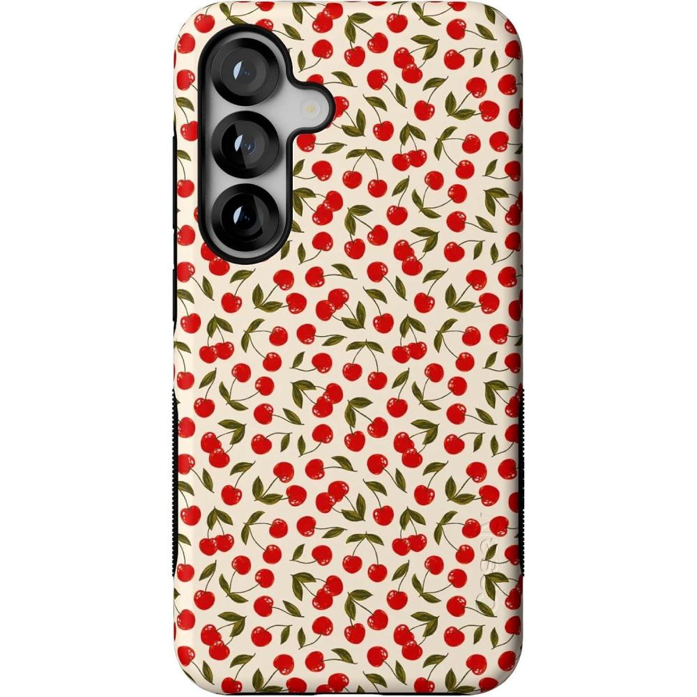 imageCasely Galaxy S25 Case  Hanging Around  Potted Plants Floral  Bold Protective Design  Compatible with MagSafeCherry on Top  Red Cherries