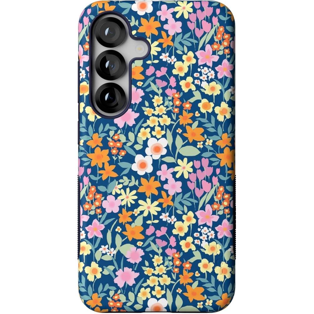 imageCasely Galaxy S25 Case  Hanging Around  Potted Plants Floral  Bold Protective Design  Compatible with MagSafeFull Bloom  Navy Floral
