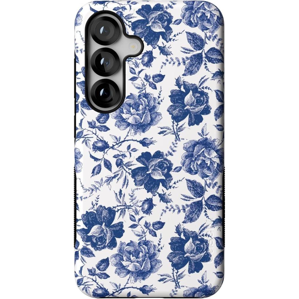 imageCasely Galaxy S25 Case  Hanging Around  Potted Plants Floral  Bold Protective Design  Compatible with MagSafeRose to Fame  Blue  White Rose Floral