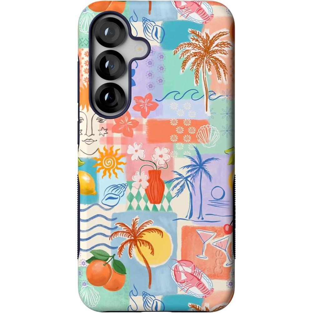 imageCasely Galaxy S25 Case  Hanging Around  Potted Plants Floral  Bold Protective Design  Compatible with MagSafeTropical Heat  Beachy Collage