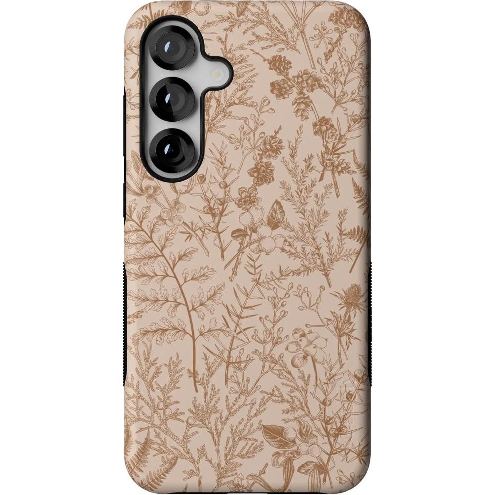 imageCasely Galaxy S25 Plus Case Lucky You Shamrock Bold Protective Design Compatible with MagSafeBeige Garden Neutral Floral