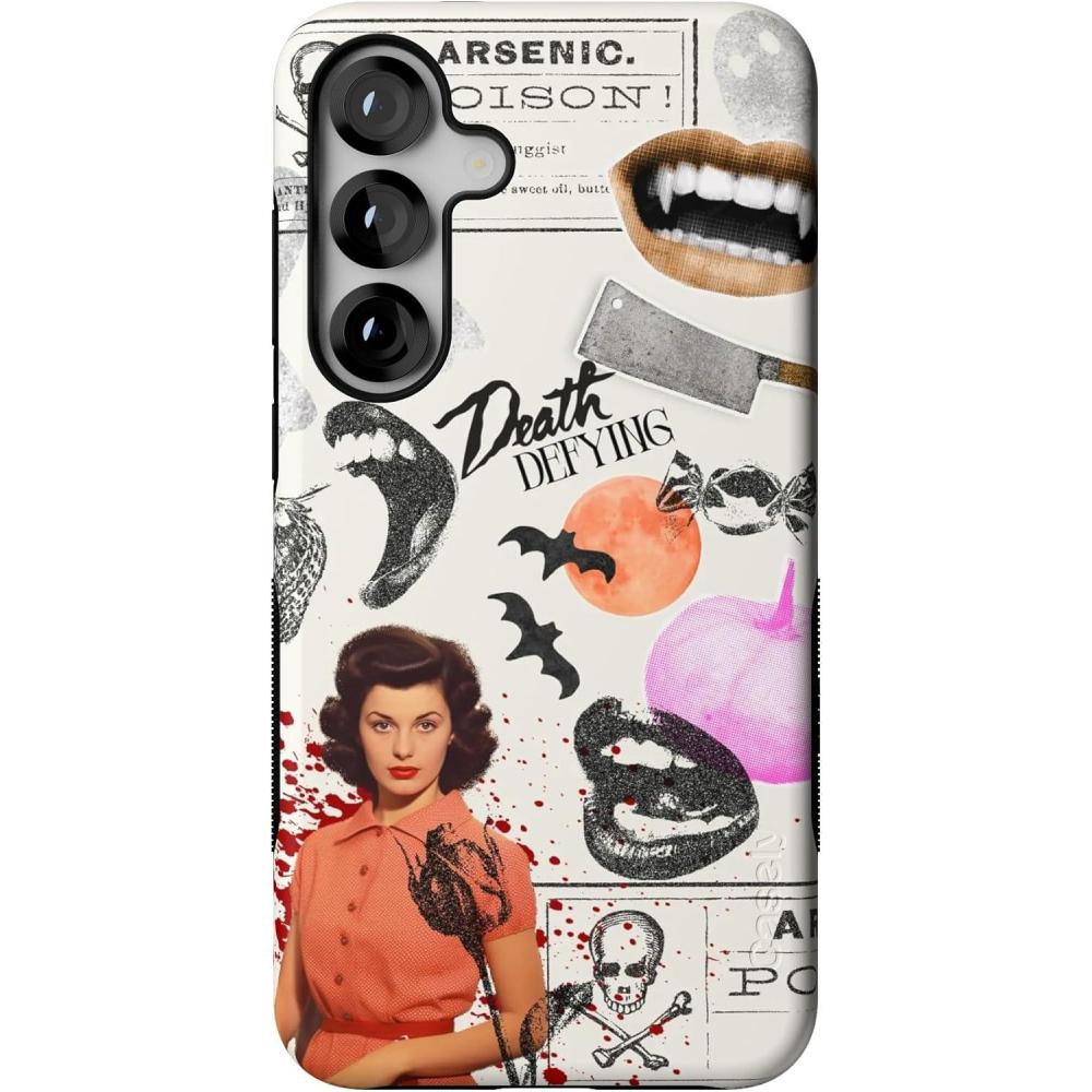 imageCasely Galaxy S25 Plus Case Lucky You Shamrock Bold Protective Design Compatible with MagSafeIf You Dare Horror Collage