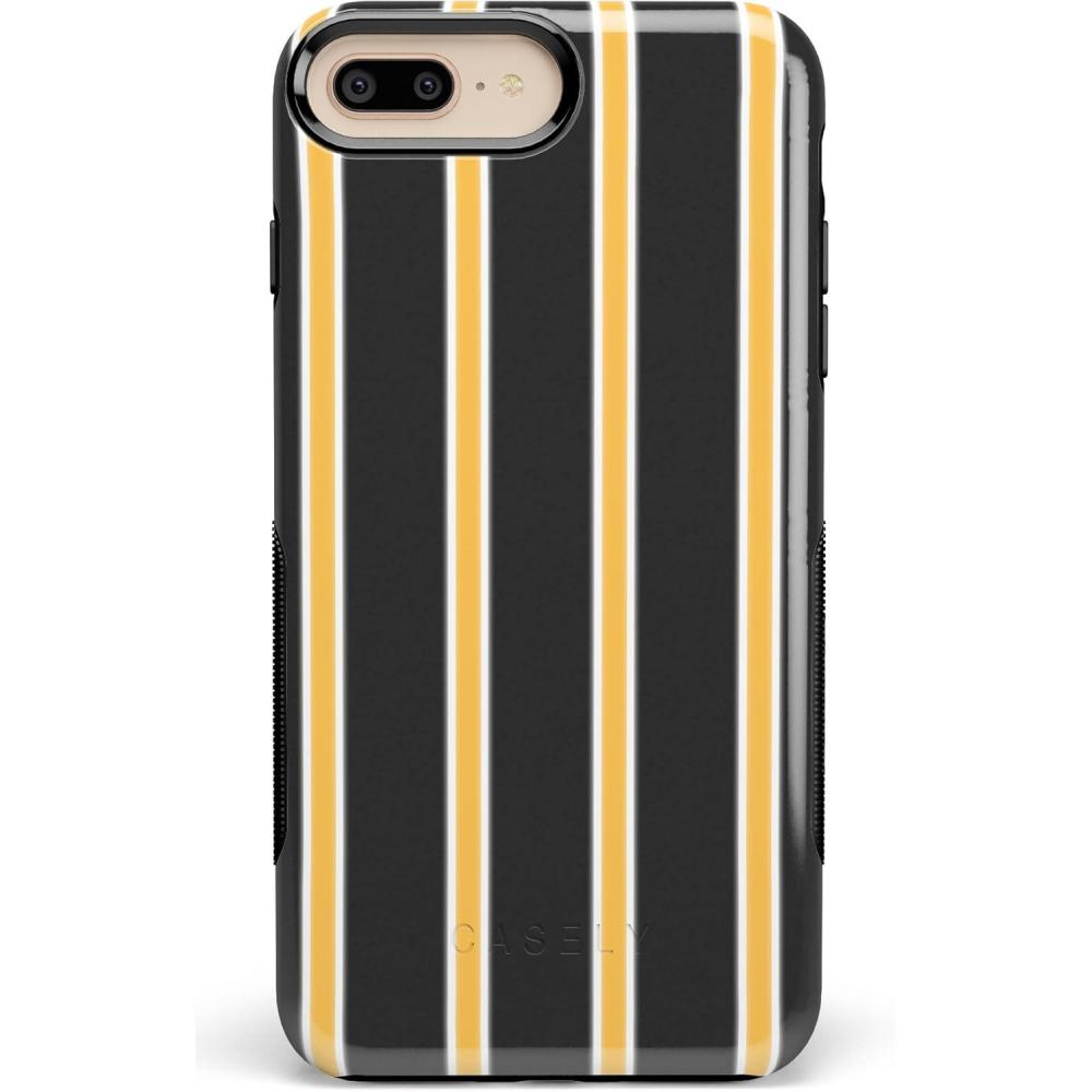 imageCasely iPhone 678 Plus Case  Pura Vida  Tropical Dreams  Essential Slim DualLayer Protective DesignFine Lines Mustard Yellow Pinstripe