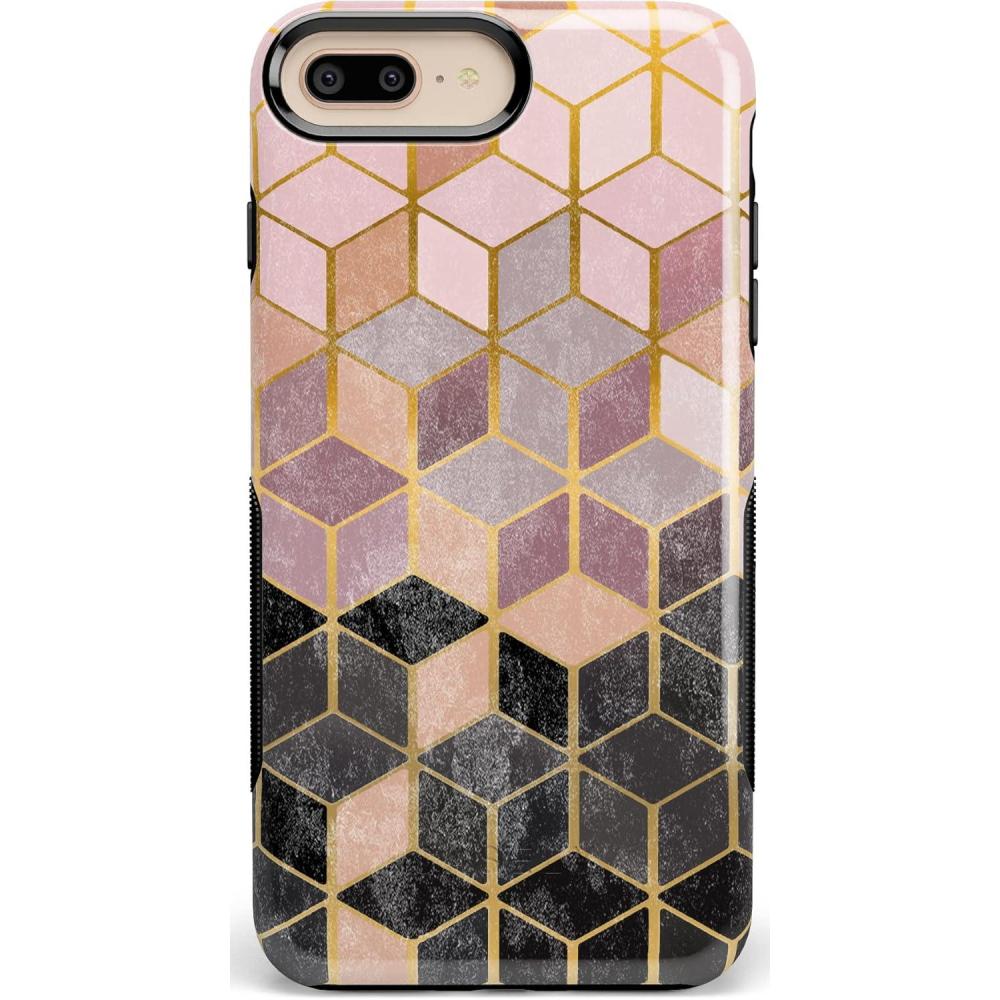 imageCasely iPhone 678 Plus Case  Pura Vida  Tropical Dreams  Essential Slim DualLayer Protective DesignGeo Rose Gold Marble