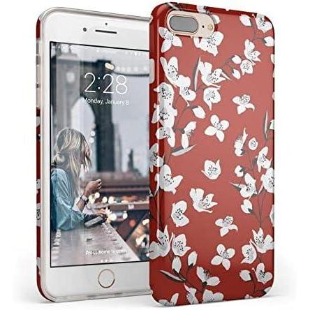 imageCasely iPhone 678 Plus Case  Somethings Fishy  Navy Blue amp Yellow Fish Print  Classic Ultra Slim DesignRed Cherry Blossom Floral