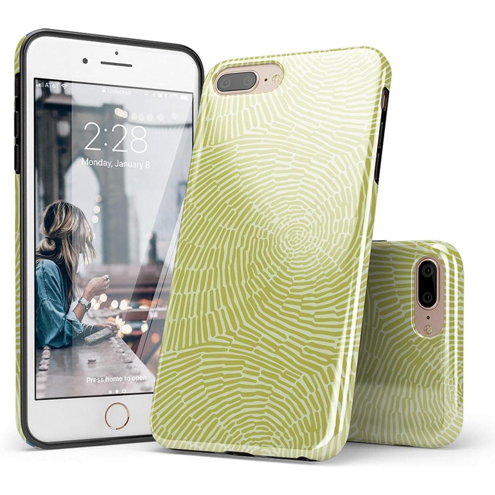 imageCasely iPhone 678 Plus Case  Somethings Fishy  Navy Blue amp Yellow Fish Print  Classic Ultra Slim DesignSwirl Away  Tea Green Geometric