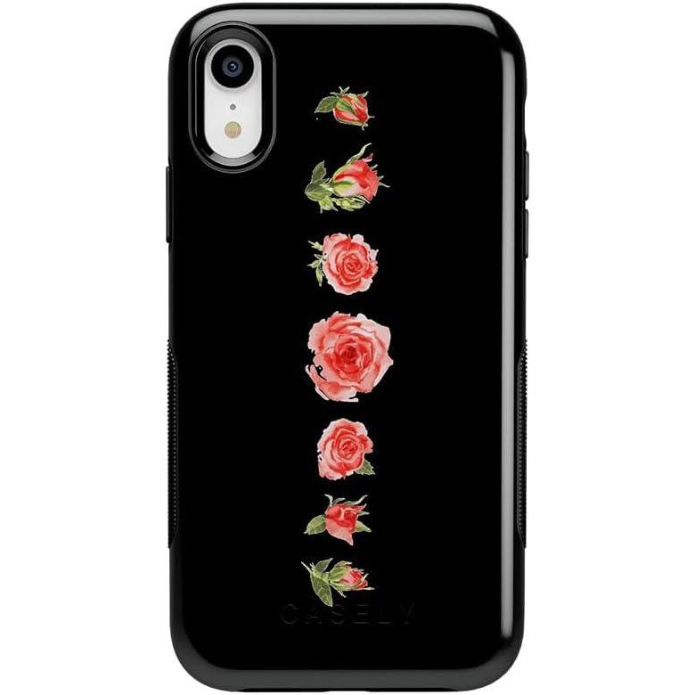 imageCasely iPhone XR Case  Goth Girlie  Black Bows  Essential Slim DualLayer Protective DesignAccept the Rose  Blooming Red Rose Floral