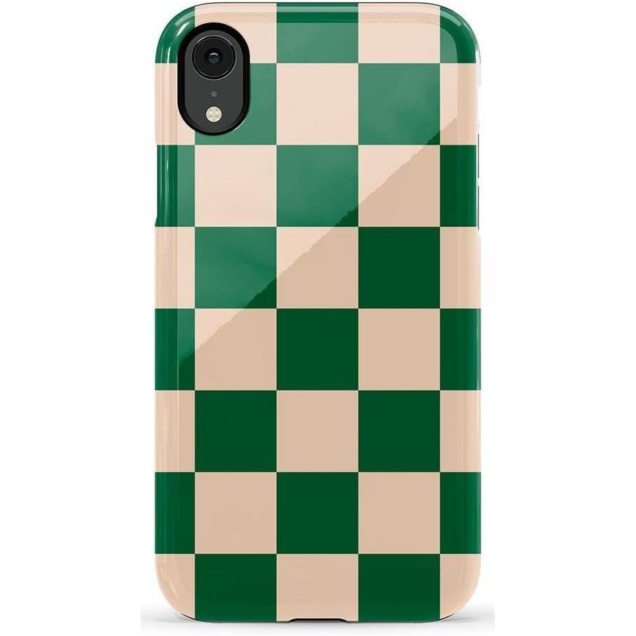 imageCasely iPhone XR Case  Goth Girlie  Black Bows  Essential Slim DualLayer Protective DesignFit Check  Green Checkerboard