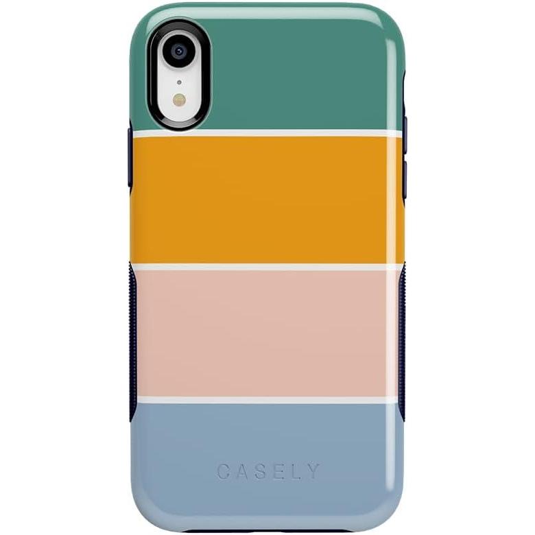 imageCasely iPhone XR Case  Goth Girlie  Black Bows  Essential Slim DualLayer Protective DesignPaint The Town  Colorblock Stripes