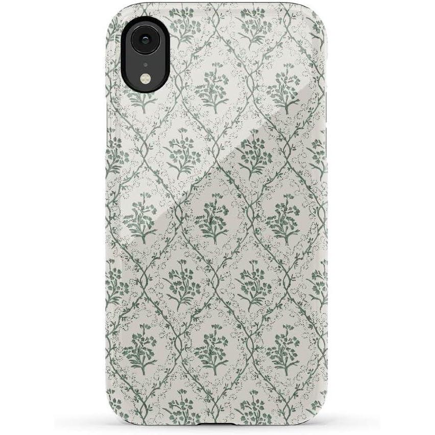 imageCasely iPhone XR Case  Goth Girlie  Black Bows  Essential Slim DualLayer Protective DesignSage Tapestry  Floral Vines