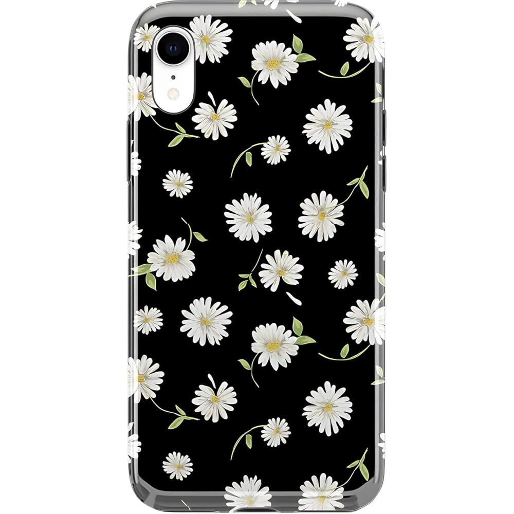 imageCasely iPhone XR Case  in Formation  Metallic Blue Camo  Classic Ultra Slim DesignDaisy Daydream Black Floral