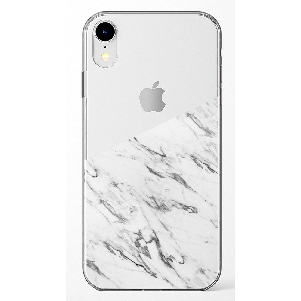 imageCasely iPhone XR Case  in Formation  Metallic Blue Camo  Classic Ultra Slim DesignLets Split  Half White Clear Marble
