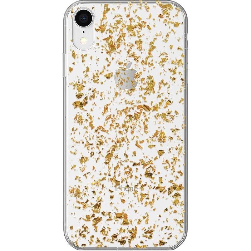 imageCasely iPhone XR Case  in Formation  Metallic Blue Camo  Classic Ultra Slim DesignMorning Sparkle  Rose and Gold Flaked Clear