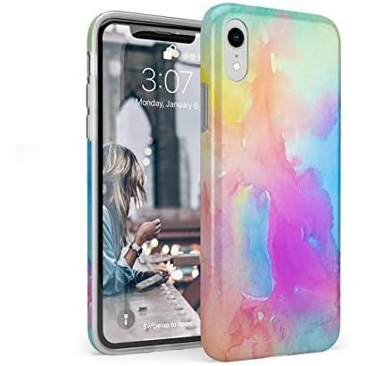 imageCasely iPhone XR Case  in Formation  Metallic Blue Camo  Classic Ultra Slim DesignPainting in Pastels  Rainbow Watercolor