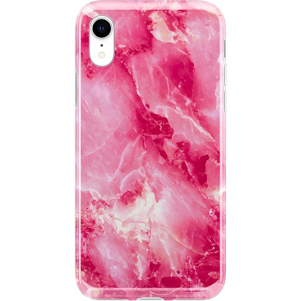 imageCasely iPhone XR Case  in Formation  Metallic Blue Camo  Classic Ultra Slim DesignPretty in Pink  Hot Pink Marble